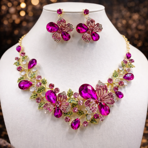 European crystal gem Necklace set 001