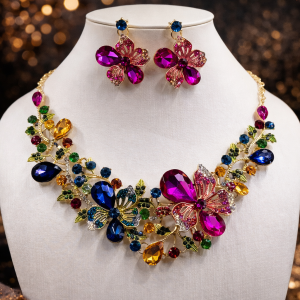 European crystal gem Necklace set 003