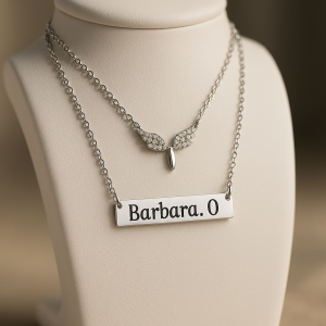 Engraved silver double wasps necklace