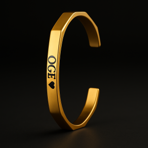 Engraved gold hexagon bracelet