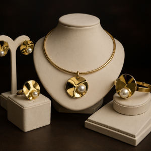 Romanian gold pearl set