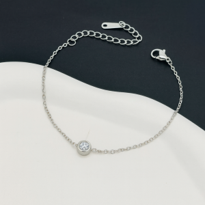 High grade stoned silver steel bracelet