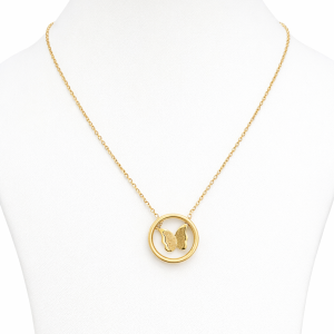 Gold steel butterfly necklace