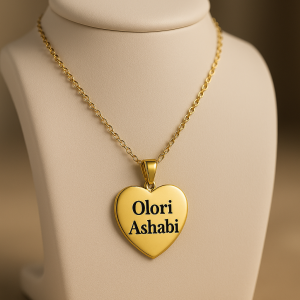 Engraved big heart shape necklace