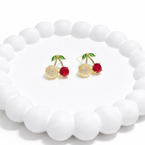 Cz cherry earrings