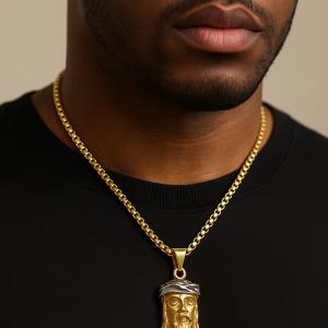 Stainless male Jesus necklace 003