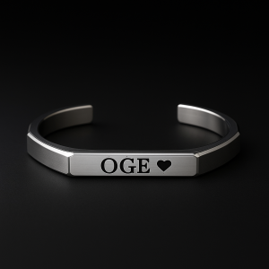 Engraved silver hexagon bracelet