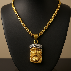 Stainless male Jesus necklace 003