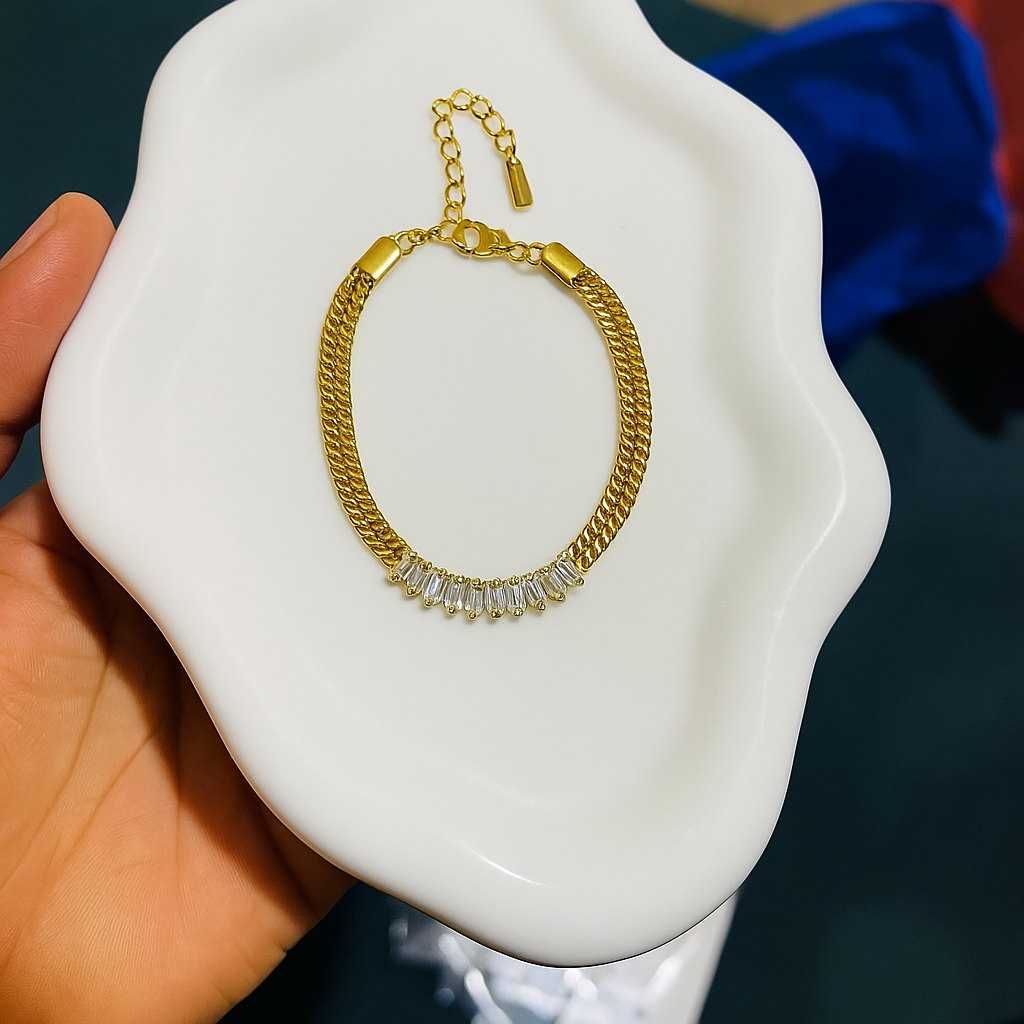 Stoned steel bracelet