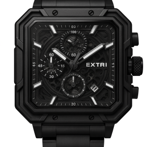 Extri luxury black male tank watch