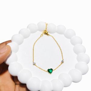 Emerald heart steel bracelet