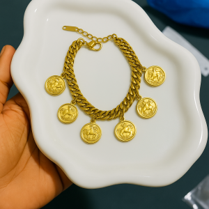 6 charms steel bracelet