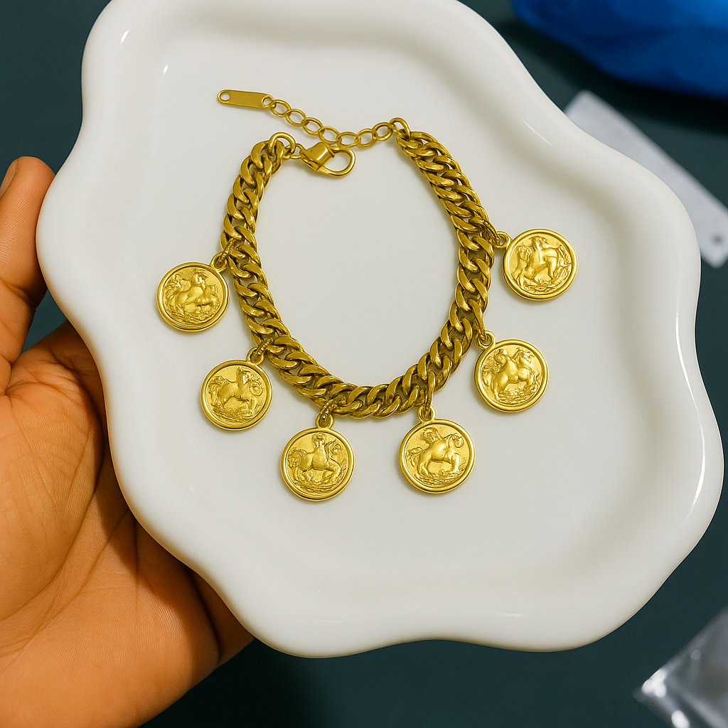 6 charms steel bracelet