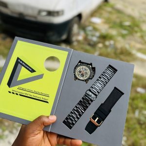 T5 black gold face chronograph watch