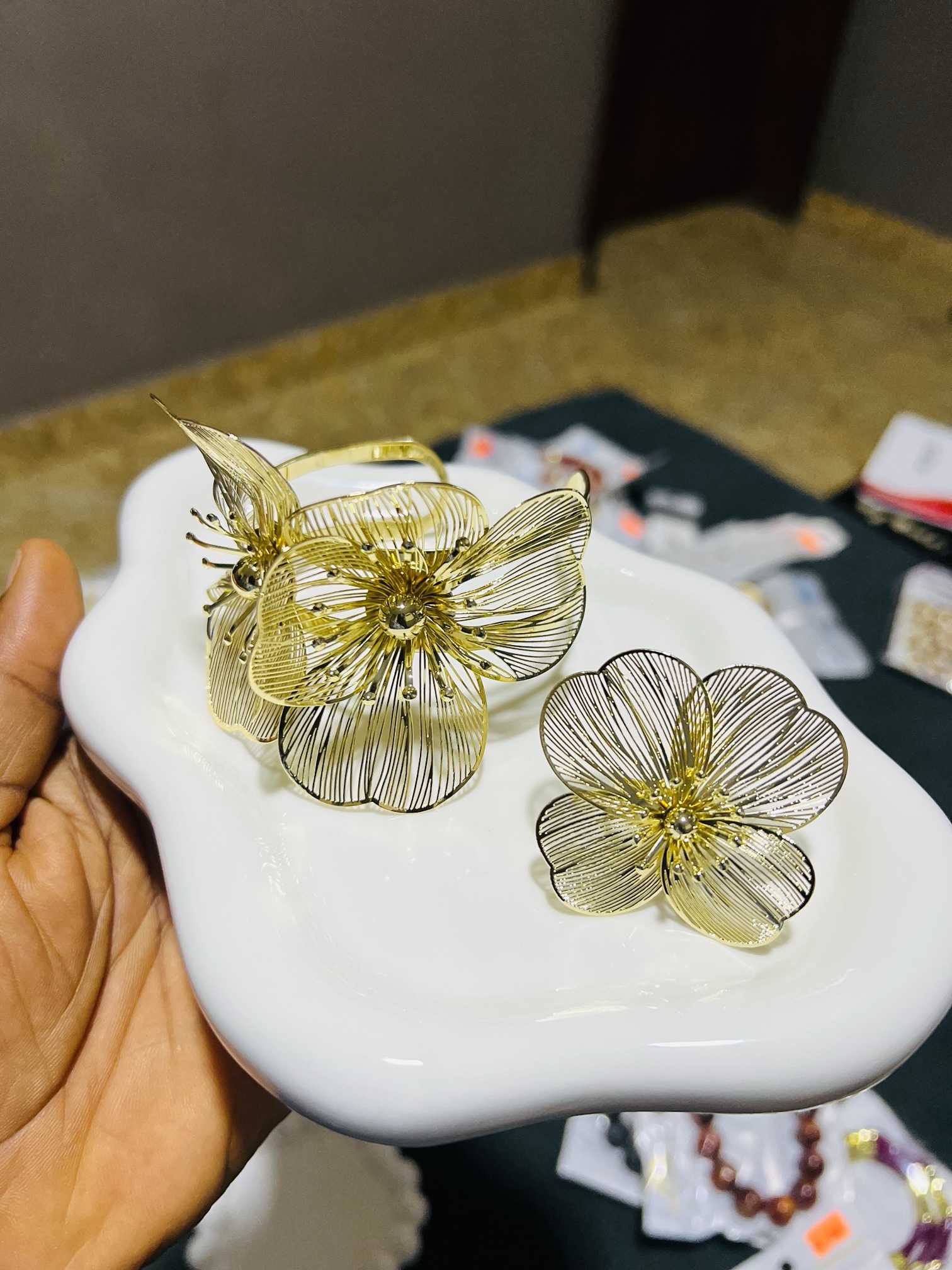 Flower Amiga bracelet and ring set