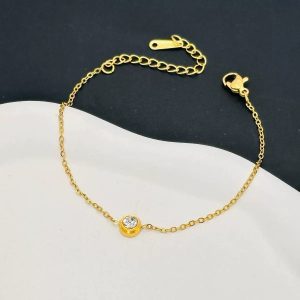 High grade steel stoned gold bracelet