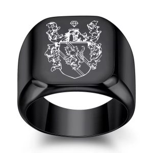 Black engraved ring size 11