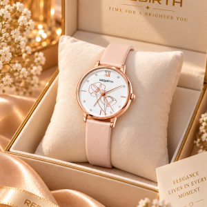 Rebirth peach bloom  leather  watch