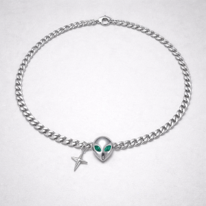 Urban male green eye necklace