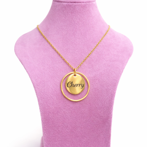 Engraved unique circle necklace