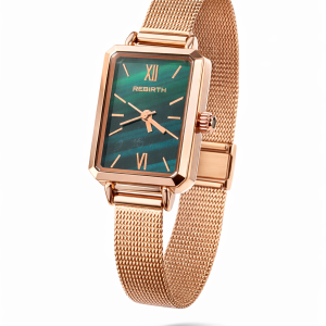 Rebirth rose gold green face watch boxed