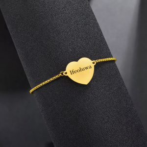 Engraved gold love bracelet with paper box