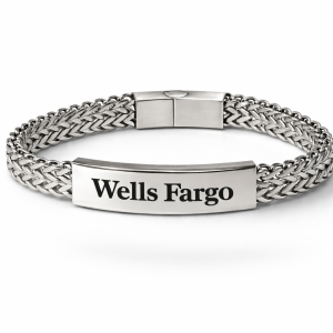 Engraved silver unisex bracelet with paper box