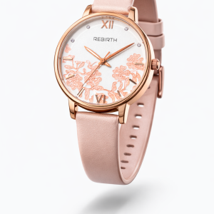 Rebirth peach rose watch with box