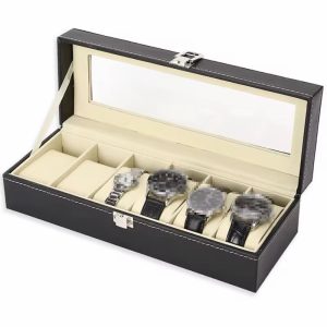 6 slots leather watch organizer