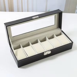 6 slots leather watch organizer