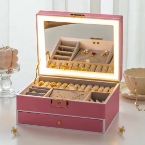 Pink led jewelry organizer
