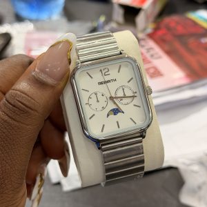 Rebirth Adolfo Silver white face watch with box