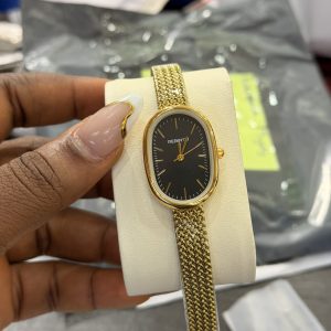 Rebirth gold black face watch with box