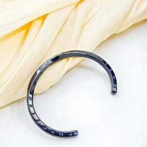Steel black cuffed bracelet