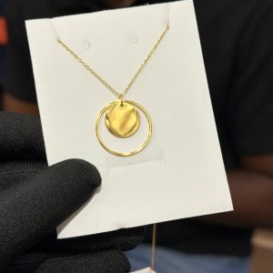 Engraved unique circle necklace with paper box