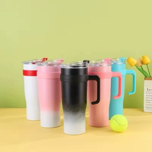 Engraved pink and white tumbler