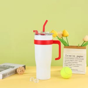 Engraved red and white tumbler