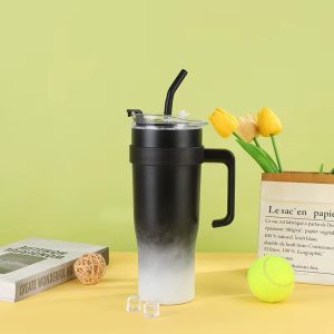 Engraved black and white tumbler