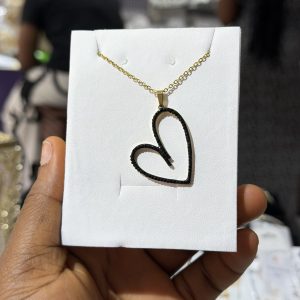 Dainty black love necklace