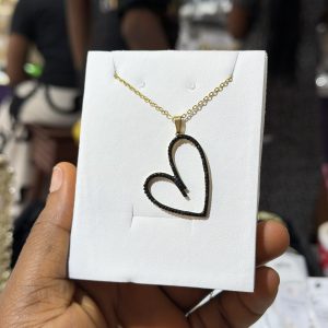 Dainty black love necklace