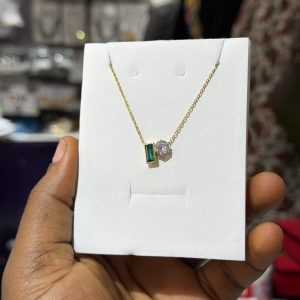 Dainty 2 stoned green necklace