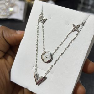 Dainty silver Lv necklace