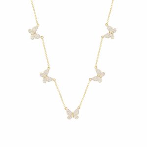 Dainty 5 butterfly gold necklace