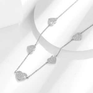 Dainty 5 heart silver necklace