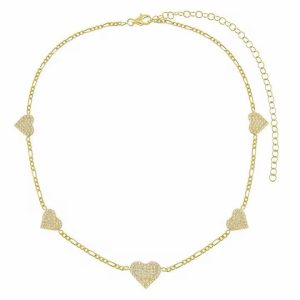 Dainty 5 heart gold necklace