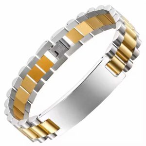 15mm engraved 2 toned bracelet with paper box