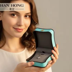 Luxury blue necklace leather box