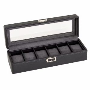 Luxury leather 6 slot watch box