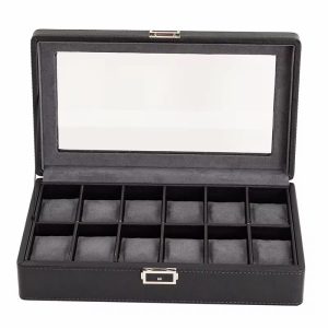 Luxury leather 12 slot watch box