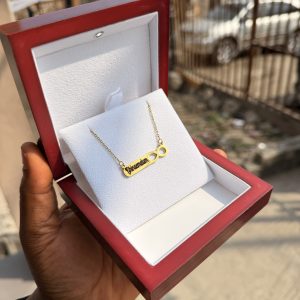 Engraved small infinity steel necklace with paper box